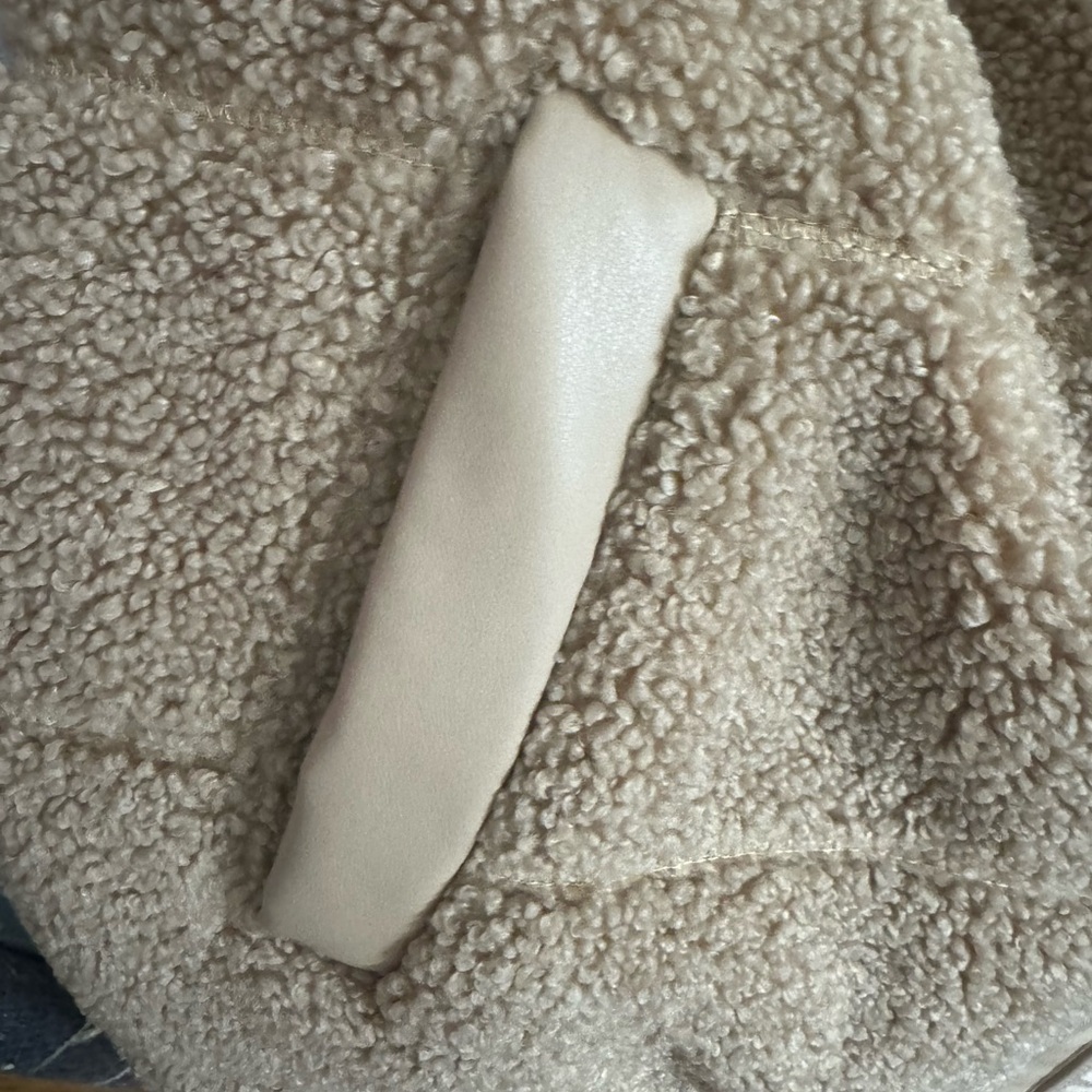 Cozy Tan Sherpa Vest wore once - Picture 5 of 10